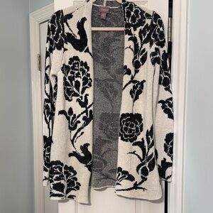 Chicos Black and White Floral Sweater